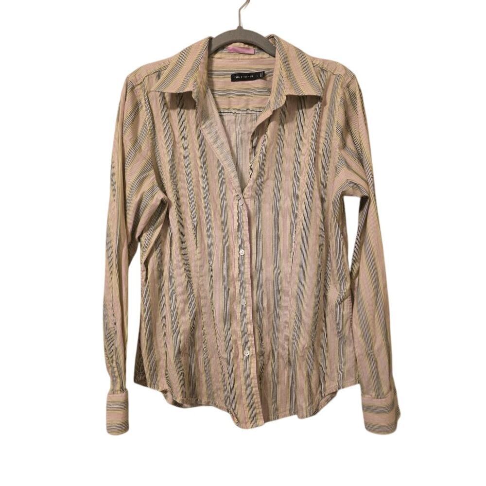 The Limited 2004 Striped Button Down Shirt L Y2K Office Siren Secretary Blouse
